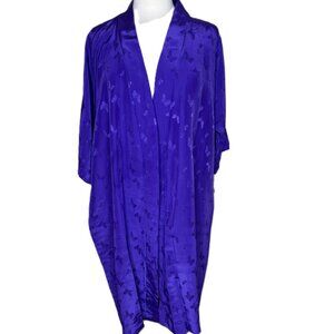 Vintage (NWT) Malama Hawaii Purple Satin Kimono Knee-Length Robe, Butterflies